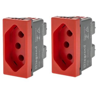 Imagem de Kit 2un Módulo Tomada 2p+t 20a Vermelha Legrand Pial Plus+ Vermelho