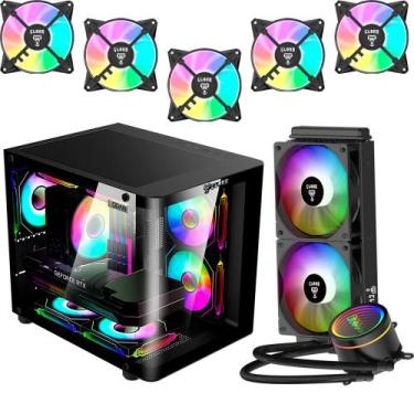 Imagem de Gabinete rodan + 5 fan cooler rgb + 1 watercooler cryos night - clanm