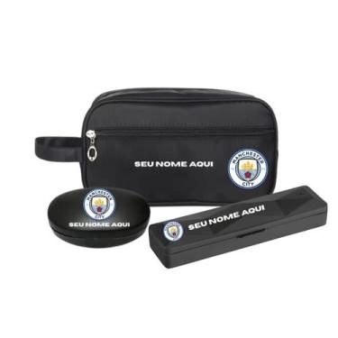 Imagem de Kit Bolsa Necessaire Estojo Personalizada Time futebol Nome - - Mormin