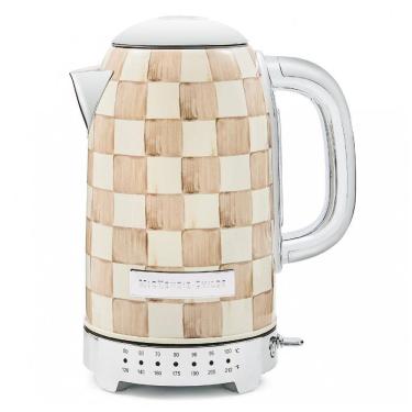 Imagem de Chaleira elétrica MacKenzie-Childs Sterling Check inox bege e branca 8 xícaras 1500W 110V