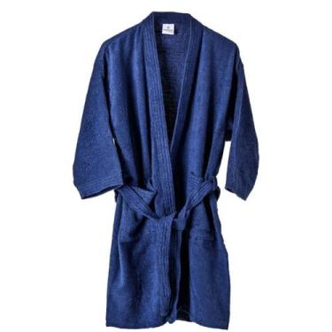 Imagem de Roupao Adulto Cavhome Atoalhado Algodao Liso, M, Azul