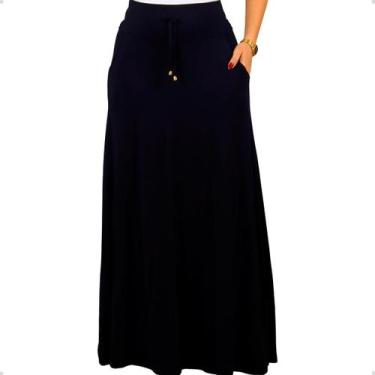 Imagem de Saia Longa Feminina Malha Cintura Alta Moda Evangélica - 40 Graus, Azu