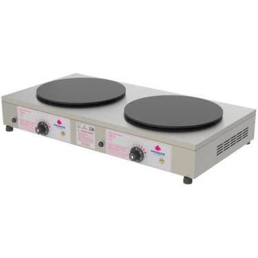 Imagem de Chapa Elétrica para Crepe Francês Progás Inox 2 Chapas Redondas 220V P