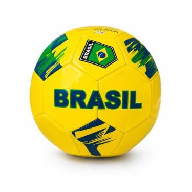 Imagem de Bola de Futebol do Brasil Oficial Amarela Costurada para Treino e Laze