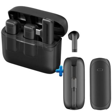 Imagem de Microfone Lapela Celular Sem Fio Profissional + Fone Ouvido Bluetooth 