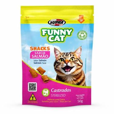 Imagem de Petisco Funny Cat Sabor Salmão 50g para Gatos Adultos e Castrados Snac