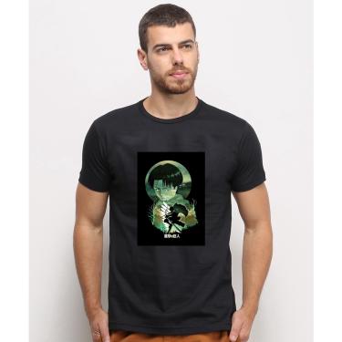 Imagem de Camiseta masculina Preta algodao Sombra Capitão Levi Attack On Titan