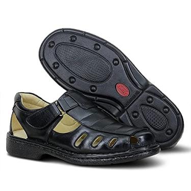 Imagem de Sandalia masculina solado Antiestresse couro carneiro Decoflex 182 PRETO (43, 182 PRETO)