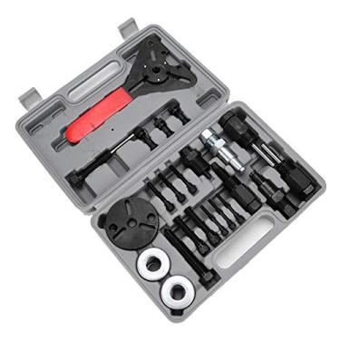 Imagem de KIMISS Ferramenta de retenção de embreagem AC, 23 peças A/C Deluxe compressor automotivo removedor de cubo de embreagem ferramenta extrator com chave de ar condicionado AC