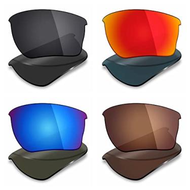 Imagem de 4 pares de lentes polarizadas de substituição Mryok para óculos de sol Oakley Quarter Jacket – Stealth preto/vermelho fogo/azul gelo/marrom bronze