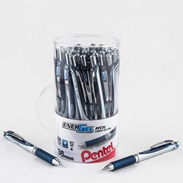 Imagem de Caneta de gel líquido retrátil Pentel EnerGel RTX, linha média de 0,7 mm, Pacote com 36, Azul marinho, 0.7mm