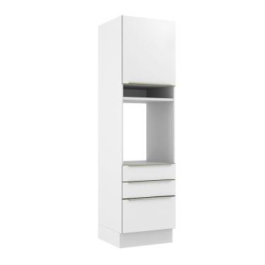 Imagem de Torre Quente Madesa Lux 60 cm 1 Porta 3 Gavetas - Branco/Branco Veludo