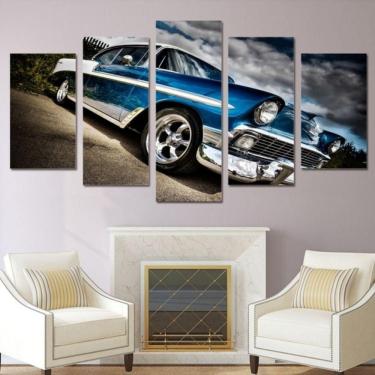 Imagem de Quadro Decorativo Carro Vintage 5 partes 130x65 em teci