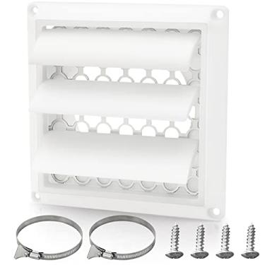 Imagem de Funmit Louvered Tampa de ventilação para secador com 2 braçadeiras de mangueira de dutos exatas para duto de capô de 10 cm, inclui inserções de parada de pássaros