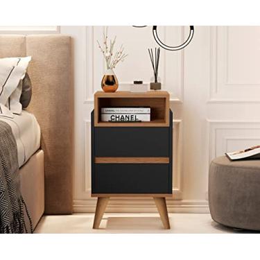 Imagem de Mesa de Cabeceira Pés Palito Venezza Preto/Freijó - Comprar Moveis em Casa