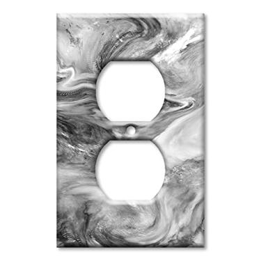 Imagem de Art Plates - Placa de parede/interruptor elétrica de gangue único - Estampa de mármore cinza/granito