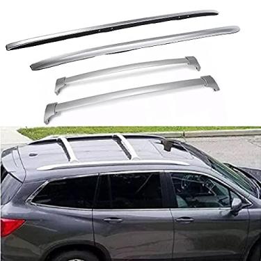 Imagem de 4 peças de trilho de teto de alumínio barra lateral transportadora barras transversais para Honda Pilot 2016-2021 - Prata