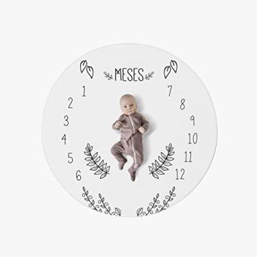 Imagem de Tapete Cenário Fotos Mesversário Flores Branco Redondo 1,25m