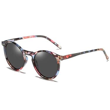 Imagem de Óculos de Sol Polarizados Homens Mulheres Designer Retro Redondo Óculos de Sol Vintage Masculino Feminino Óculos UV400 Óculos Gafas De Sol, C6 Flor, Preto, Como Imagem