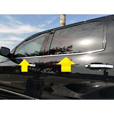 Imagem de Aparas de janela de aço inoxidável polido da Sizver para Chevy Silverado 1500 Crew 4DR GMC Sierra 1500/2500HD/3500HD
