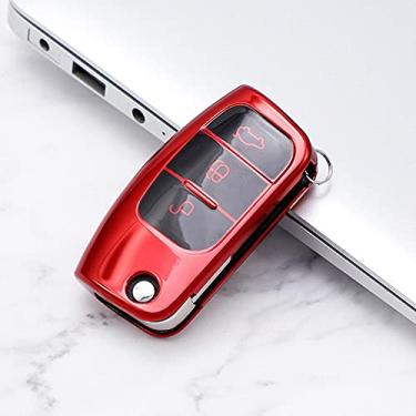 Imagem de CSHU TPU Car Key Case Cover Keychain Ring Key Bag, apto para Ford Focus Mk3 Ford Fiesta Focus 3 Ecosport Kuga ESCORT Escape, vermelho