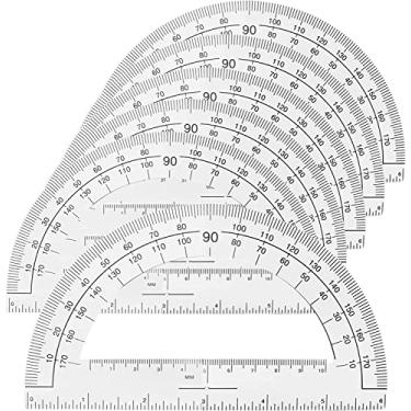 Imagem de 1InTheOffice Transferidor de plástico, transferidor para geometria, transferidor de 15 cm, 180 graus, pacote com 6