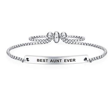 Imagem de SOUSYOKYO Pulseira Best Mom Aunt Grandma Ever para mulheres, aniversário de casamento Prata
