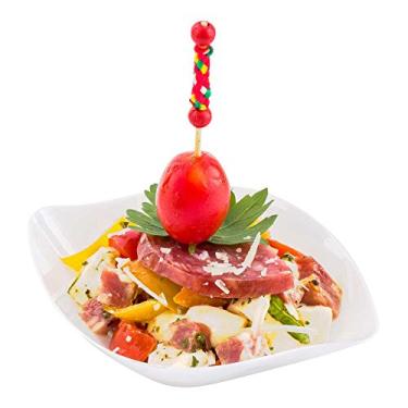 Imagem de Prato de plástico branco ondulado com placa de vírgula – elegante, perfeito para festas de coquetel e eventos com bufê – plástico premium – 8,9 cm – caixa de 100 unidades – restaurante