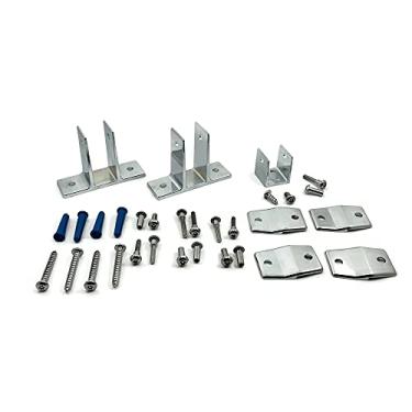 Imagem de Harris Hardware 15356-B Conjunto Zamac fundido duas orelhas, 4 clipes alcovas e 1 suporte U para painéis de 2,54 cm com fixadores, cromo polido