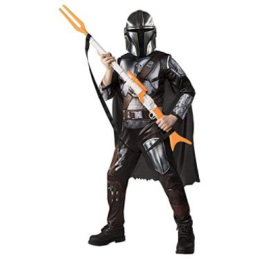 Imagem de Star Wars The Mandalorian Kids Halloween Costume Large (10-12) Jumpsuit/Cape/Mask/Holographic Detail