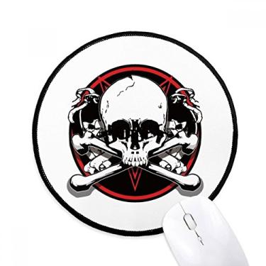 Imagem de Esqueleto pirata decoração padrão mouse pad desktop escritório tapete redondo para computador