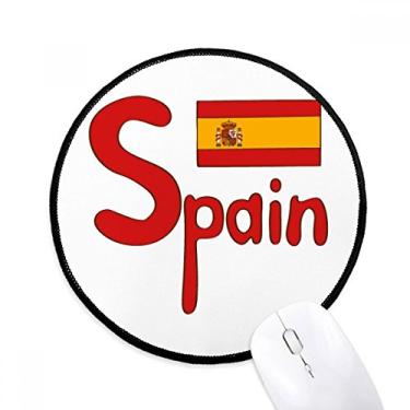 Imagem de DIYthinker Tapete de mouse com estampa vermelha da bandeira nacional da Espanha para mesa de escritório tapete redondo para computador