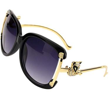 Imagem de Óculos de sol feminino designer de luxo feminino moldura de liga oval ouro raposa decoração vintage óculos de sol meninas 4 cores, 1, tamanho único