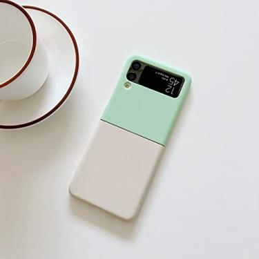 Imagem de Capa de telefone com contraste de cores doces para Samsung Galaxy Z Flip 3 ZFlip3 ultrafina capa de silicone macio à prova de choque, verde e branco, para Samsung Z Flip 3