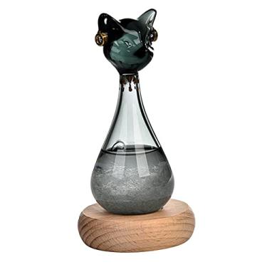 Imagem de WeiLaiKeQi Previsão do tempo de Estatuetas de estação meteorológica Desktop Weather Desktop Windstorm Glass Predictor do tempo pa Decors, PRETO