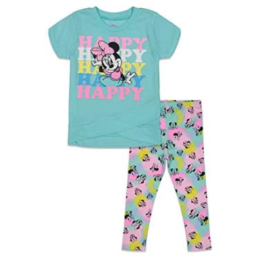 Imagem de Disney Minnie Mouse – Conjunto de leggings e blusa de manga curta para meninas, Azul, 5