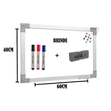 Imagem de Quadro Lousa Branco Magnético Color 90X60 Mol Aluminio Stalo