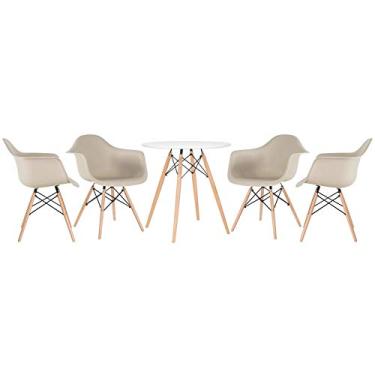 Imagem de KIT - Mesa Eames 70 cm branco + 4 cadeiras Eames DAW Nude