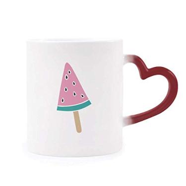 Imagem de Caneca rosa melancia sorvete doce picolé sensível ao calor Caneca vermelha que muda de cor