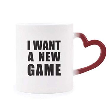 Imagem de Caneca sensível ao calor I Want A New Game Caneca vermelha que muda de cor