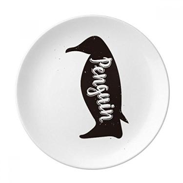 Imagem de Pinguim preto e branco Placa de animal decorativa de porcelana Salver Prato de jantar