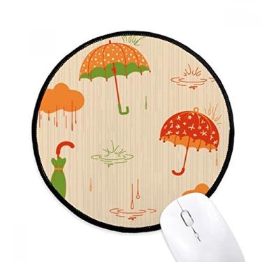 Imagem de Mouse pad Cloud Umbrella Rain Drip Weather Pad Desktop Office Tapete redondo para computador