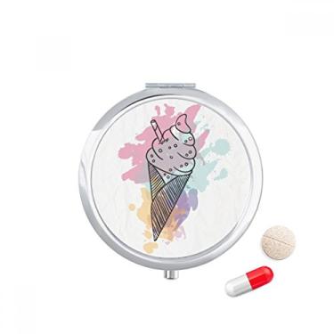 Imagem de Estojo para comprimidos de sorvete em barra com biscoitos em aquarela, caixa de armazenamento de remédios