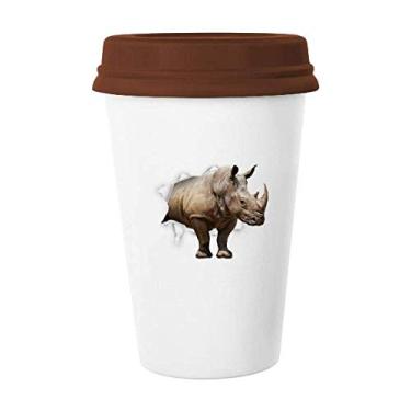 Imagem de Animal Paper Break Shocks Rinoceronte Caneca Café Copo Cerâmica Copo