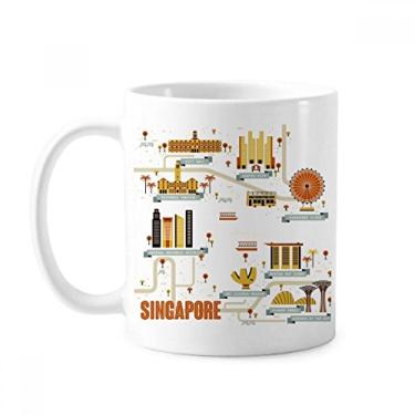 Imagem de Caneca clássica vintage Singapura Caneca branca de cerâmica presente com alças 350 ml