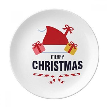 Imagem de Prato de chapéu de Papai Noel decorativo de porcelana Salver louça de jantar