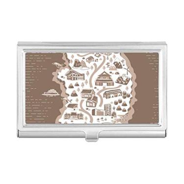 Imagem de Mapa coreano Seul e Busan porta-cartões de visita porta-cartões carteira