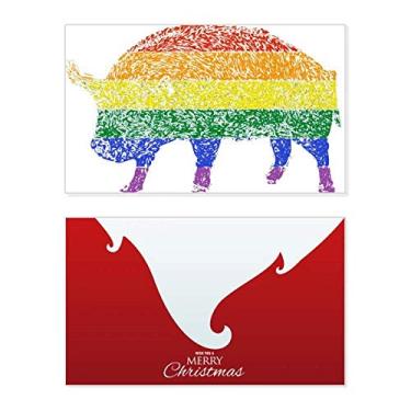Imagem de Rainbow Gay Porco LGBT Holiday Holiday Holiday Merry Christmas Cartões de parabéns Mensagem de Natal