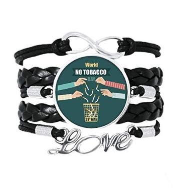 Imagem de OFFbb-USA Pulseira com logotipo Throw Away The Cigarro, acessório de amor de couro torcido para presente