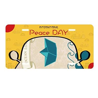 Imagem de DIYthinker Placa de carro dobrável de papel oceano amor mar veleiro barco placa etiqueta decoração carro dia da paz